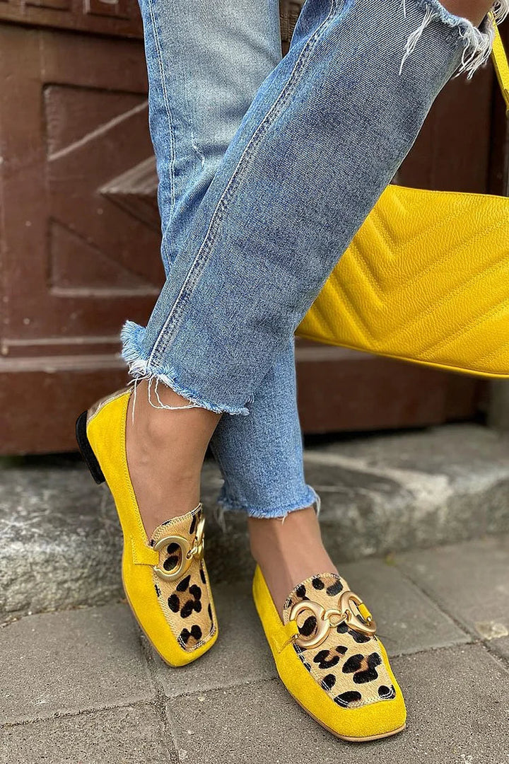 Stelle | Mocasines Amarillos con Estampado Animal - Amarillo