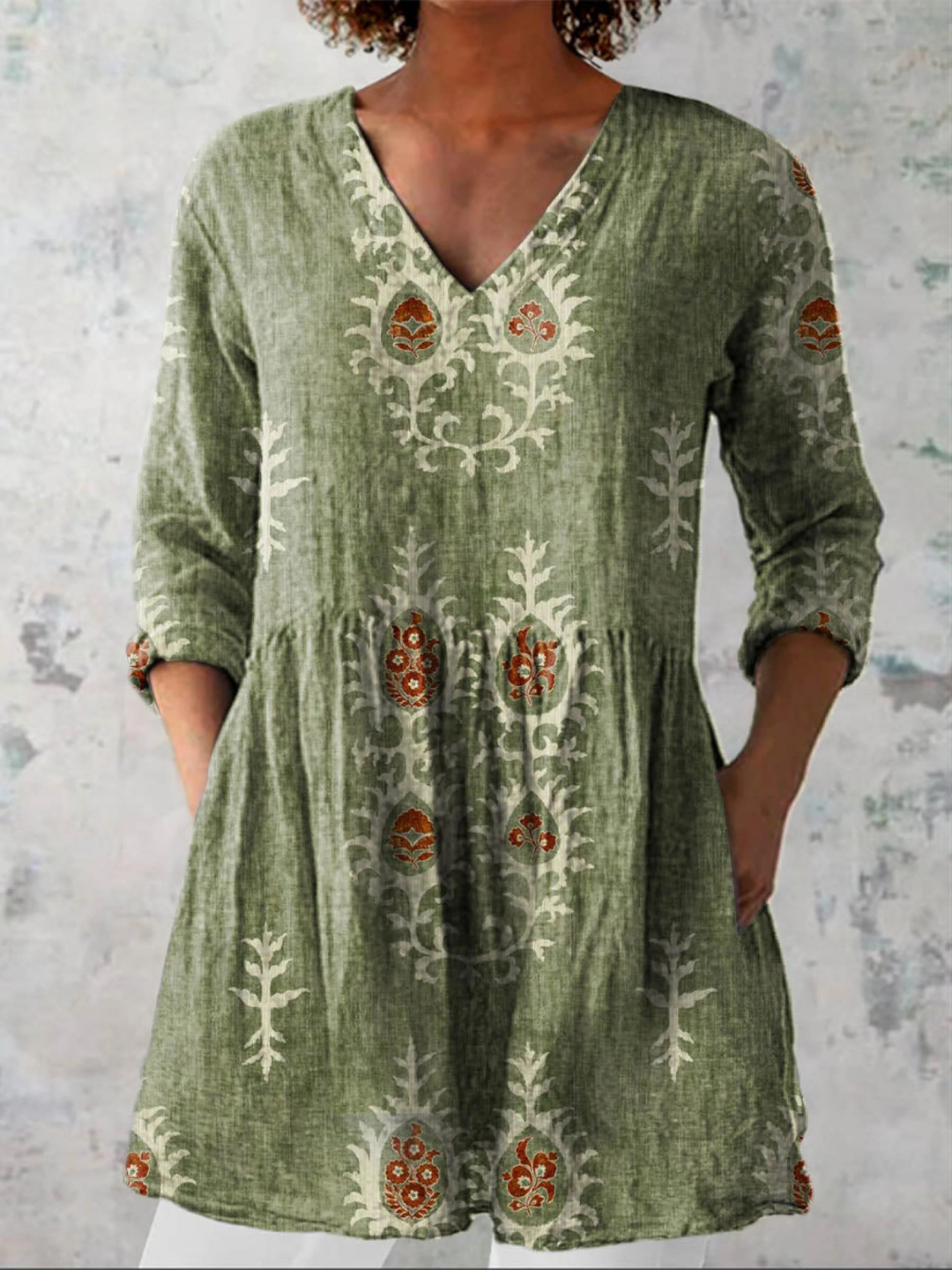 Blair | Blusa Larga Étnica Block Print
