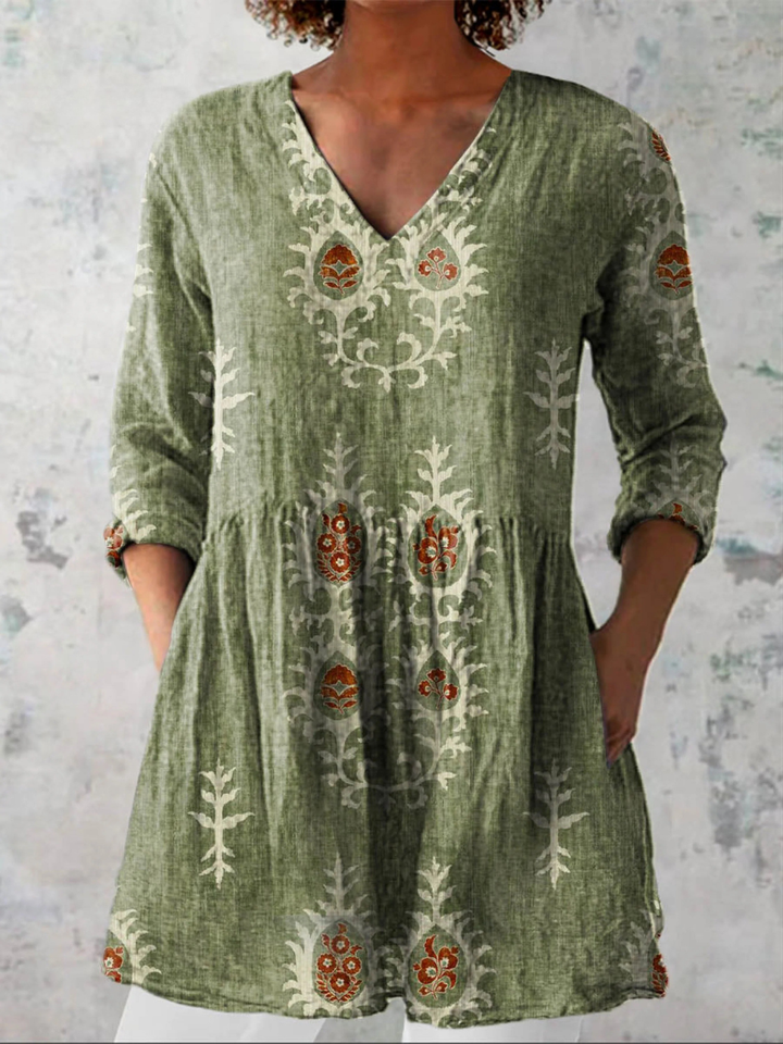 Blair | Blusa Larga Étnica Block Print