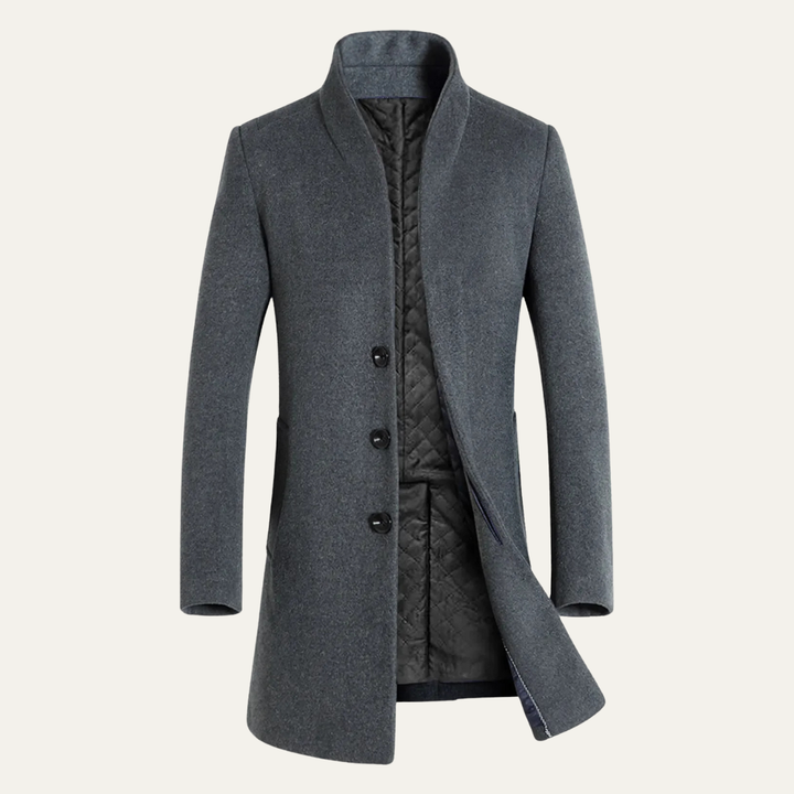 Calixto | El Abrigo Trench de Invierno para Hombre Collingwood en Mezcla de Lana Elegante de Un Solo Botón