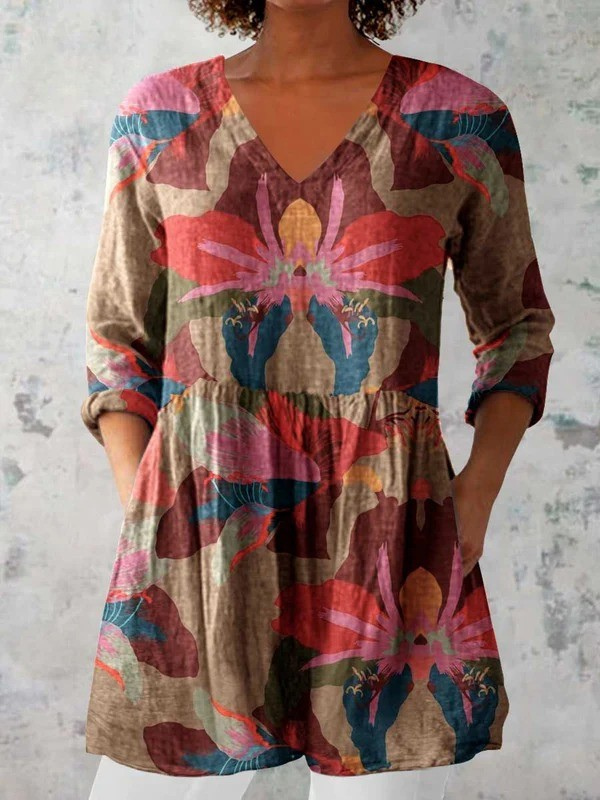 Alina | Blusa Larga Floral Abstracta Multicolor