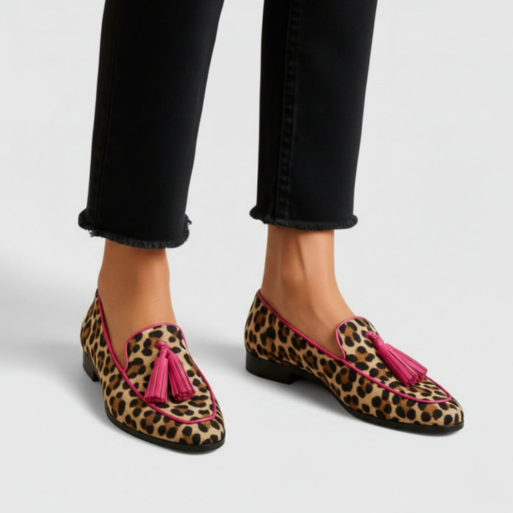 Xhyrene | Mocasines Cómodos con Pompones - Leopardo