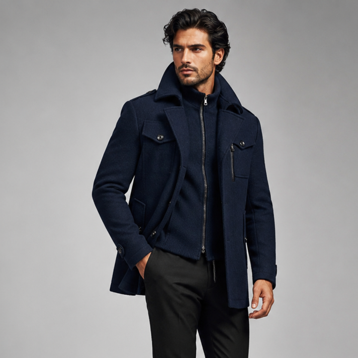 Nicanor | El Abrigo de Lana de Negocios con Doble Cuello para Hombre Kensington