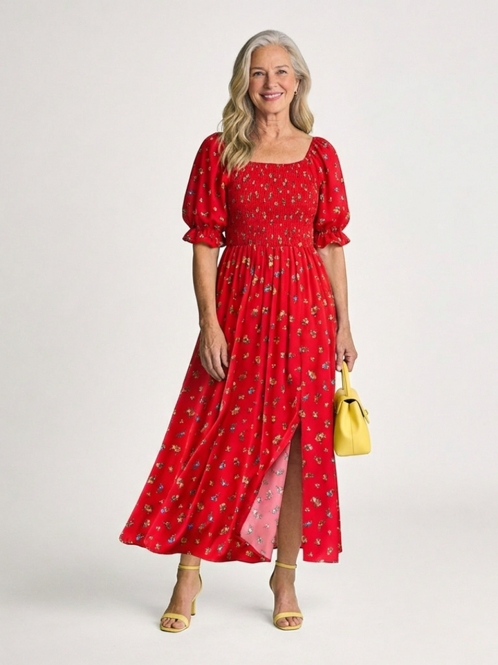 Vestido midi con escote cuadrado y estampado floral Delphine - Juliaver Madrid