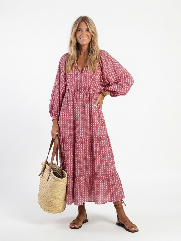Vestido midi de estampado geométrico con mangas largas Arlette - Juliaver Madrid