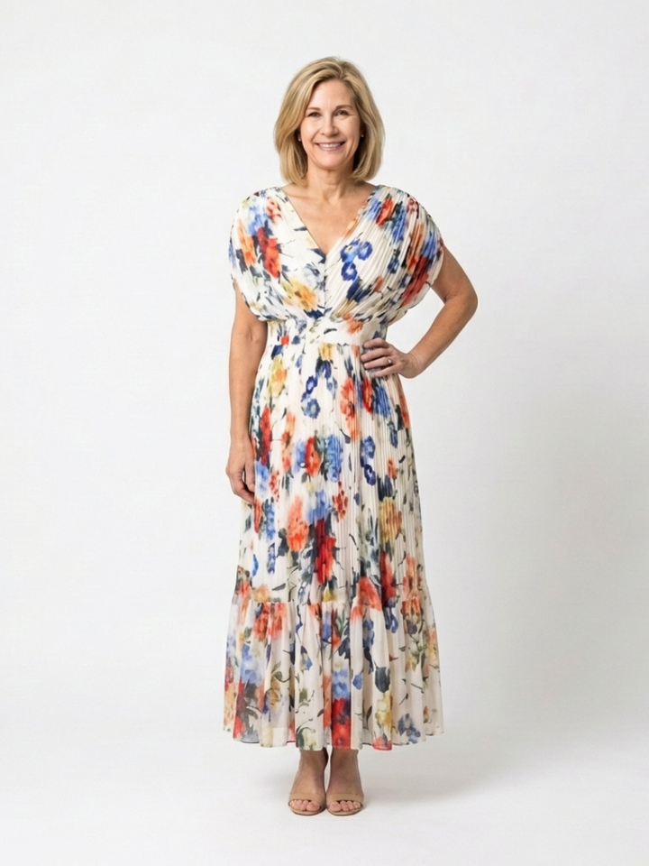 Vestido midi plisado sin mangas y corto Savannah - Juliaver Madrid