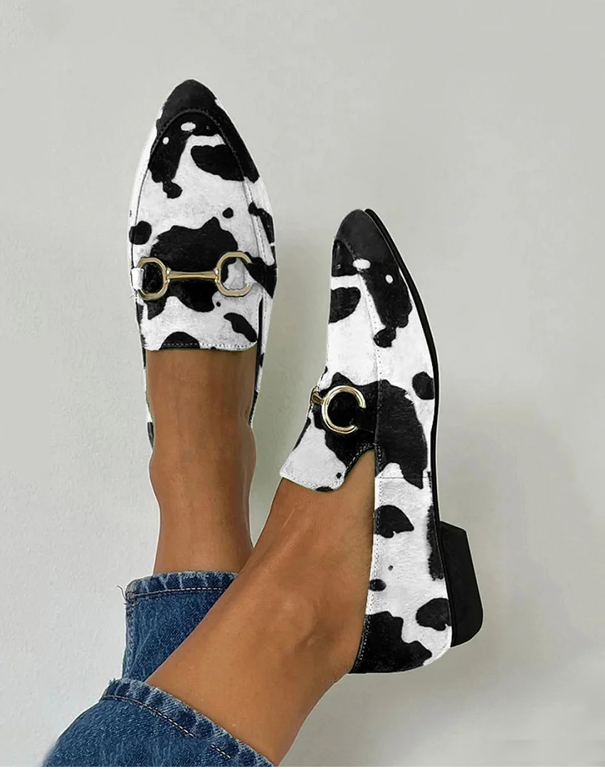 Diana | Mocasines Estampados con Detalle de Correa - Negro