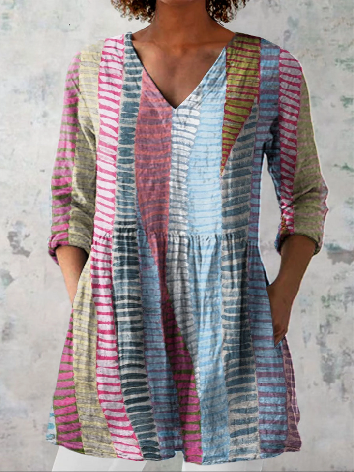 Noa | Blusa Larga Rayas Batik Multicolor