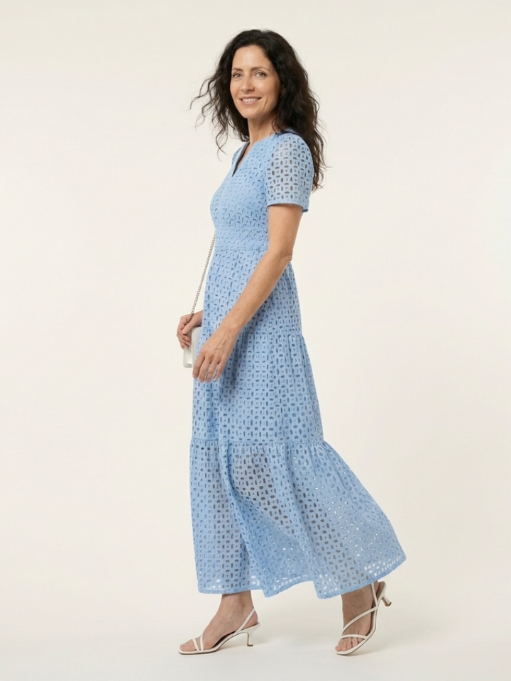 Vestido Midi Acampanado de Manga Corta con Escote en V Brielle - Juliaver Madrid (vista 2)