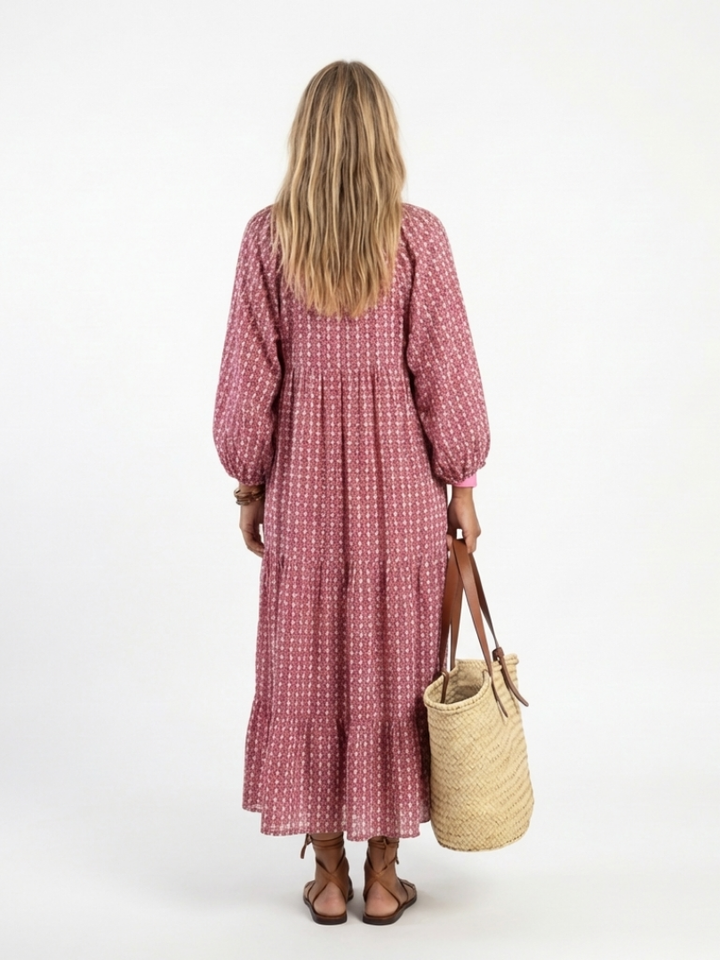 Vestido midi de estampado geométrico con mangas largas Arlette - Juliaver Madrid (vista 3)