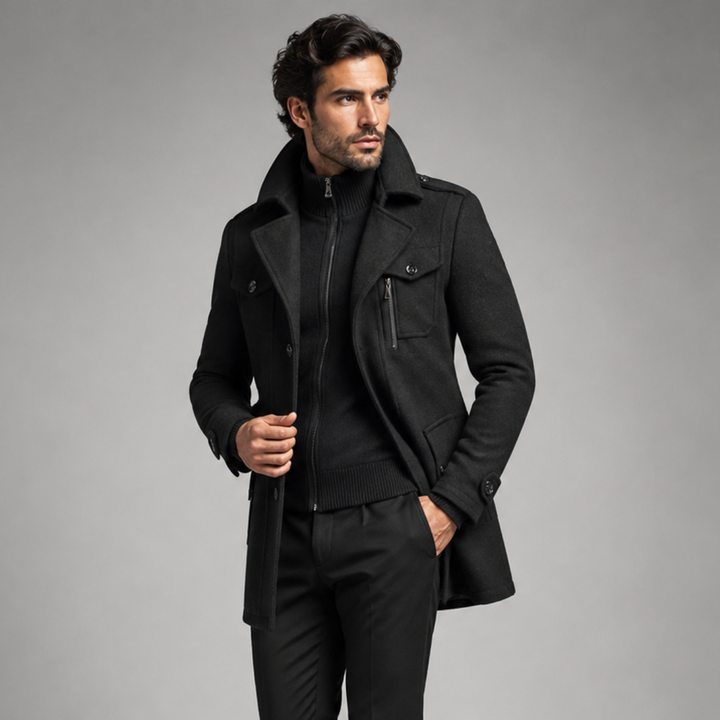 Nicanor | El Abrigo de Lana de Negocios con Doble Cuello para Hombre Kensington