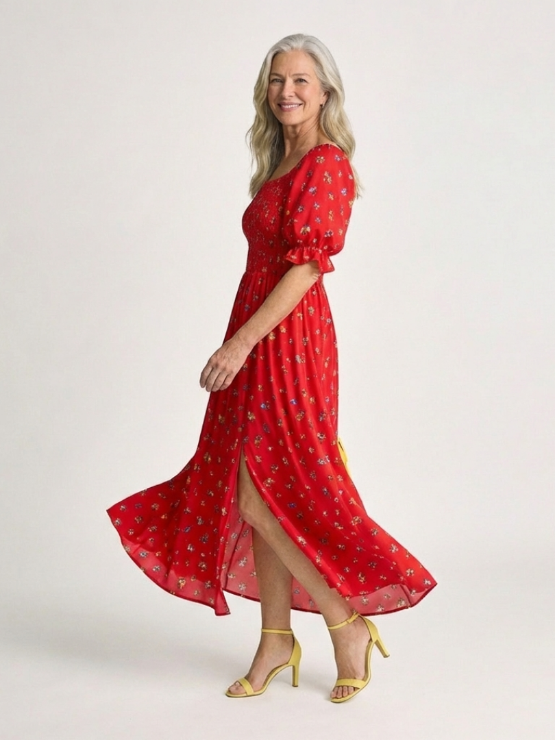 Vestido midi con escote cuadrado y estampado floral Delphine - Juliaver Madrid (vista 2)