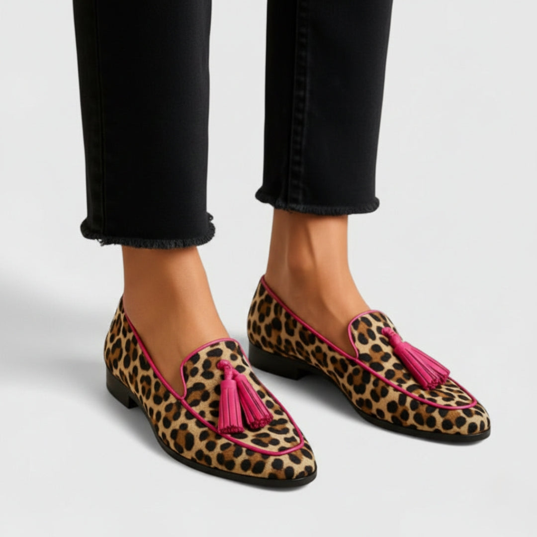 Xhyrene | Mocasines Cómodos con Pompones - Leopardo