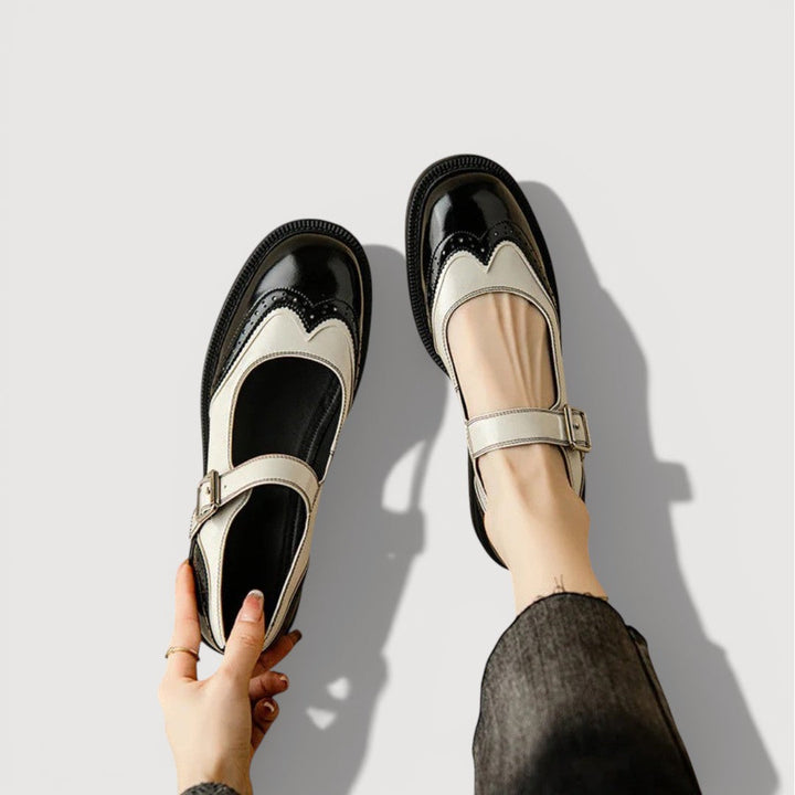 Florencia | Zapatos Mary Jane de Tacón Bajo - Negro