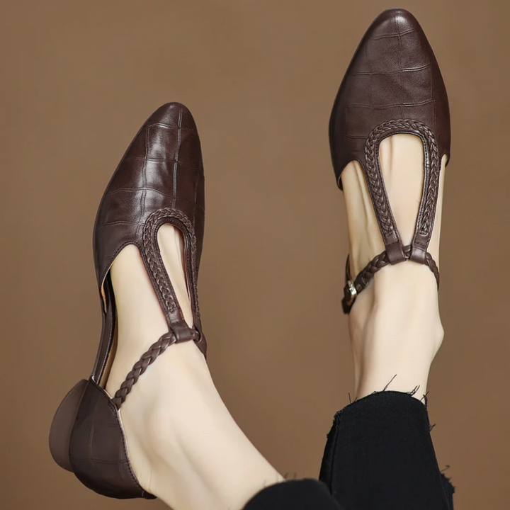 Mary Janes | Zapatos Elegantes con Tira en T - Marrón