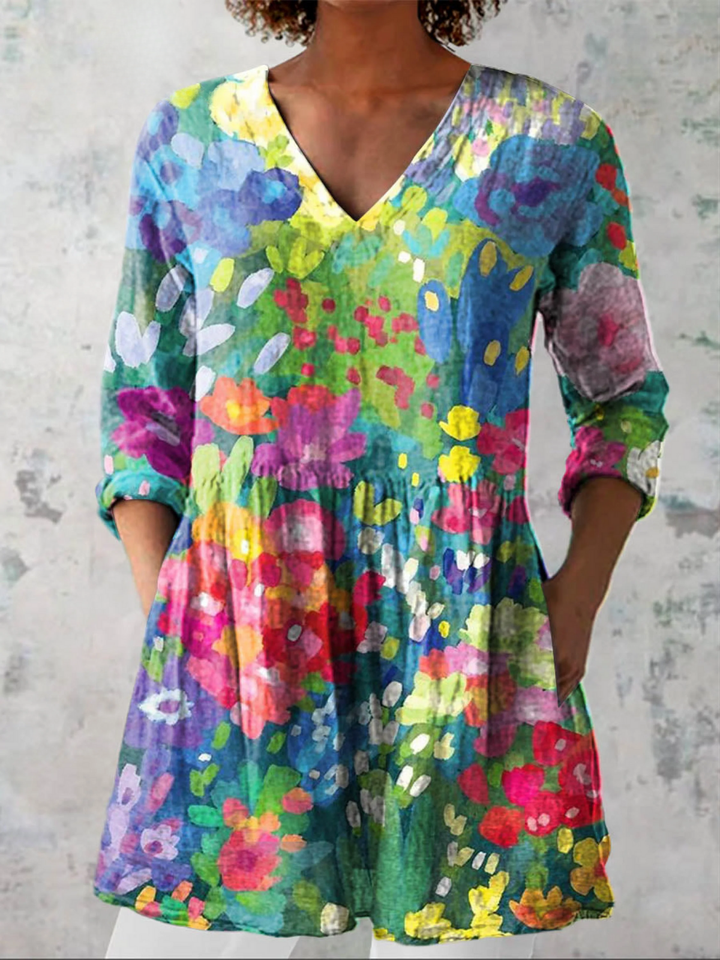 Eden | Blusa Larga Jardín Impresionista Multicolor