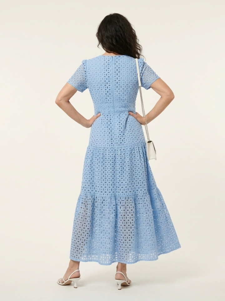 Vestido Midi Acampanado de Manga Corta con Escote en V Brielle - Juliaver Madrid (vista 4)