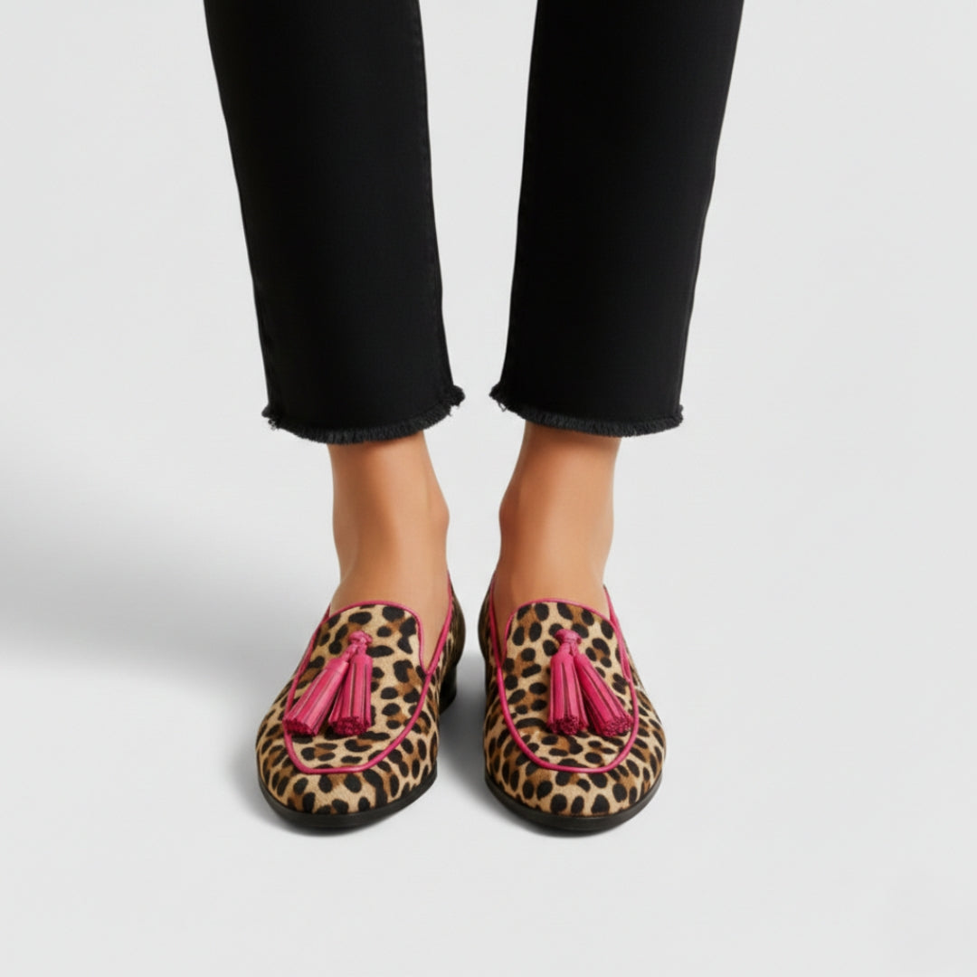 Xhyrene | Mocasines Cómodos con Pompones - Leopardo