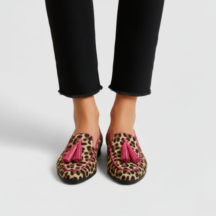 Xhyrene | Mocasines Cómodos con Pompones - Leopardo