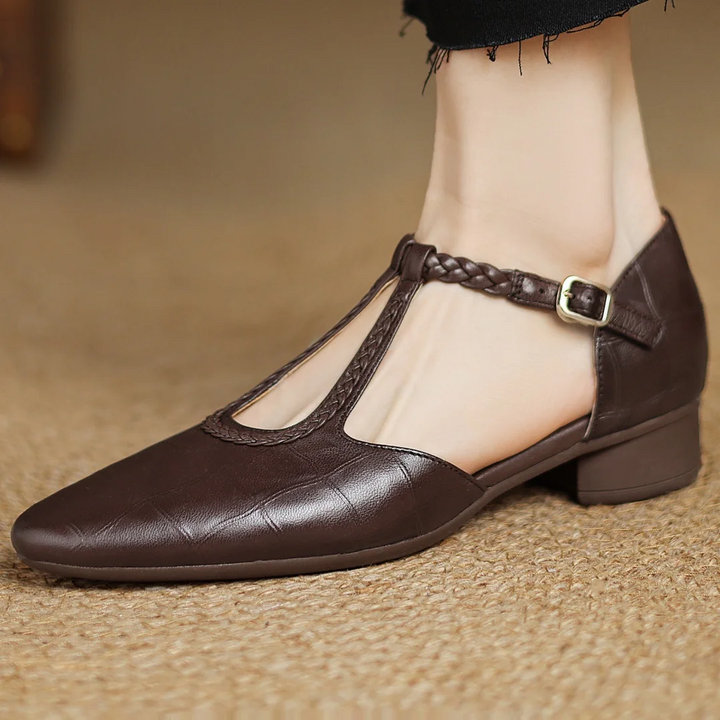 Mary Janes | Zapatos Elegantes con Tira en T - Marrón