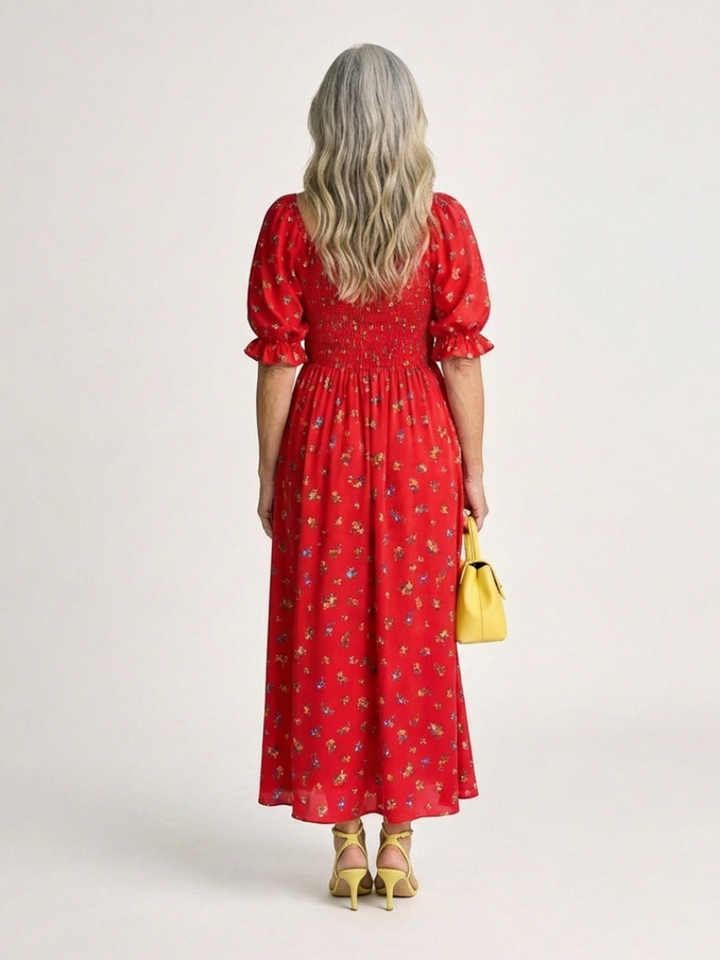 Vestido midi con escote cuadrado y estampado floral Delphine - Juliaver Madrid (vista 4)