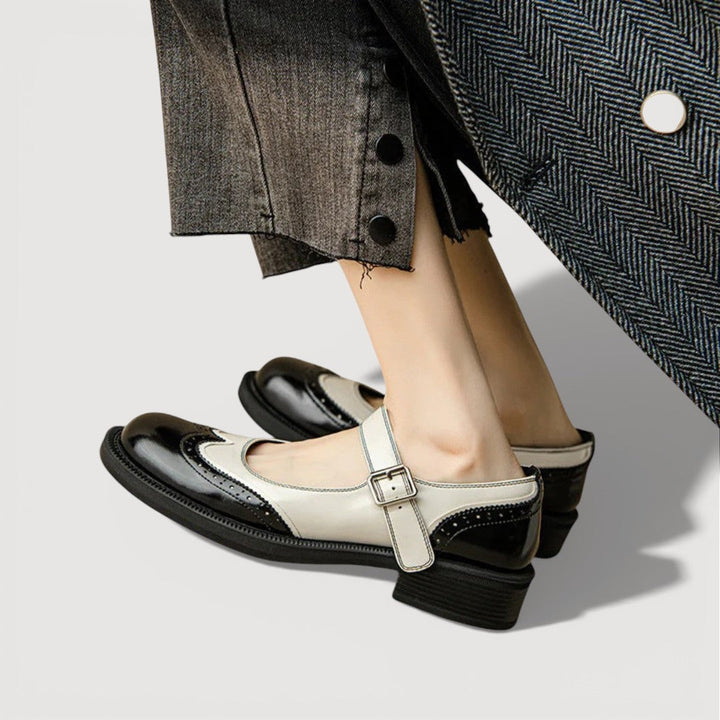 Florencia | Zapatos Mary Jane de Tacón Bajo - Negro