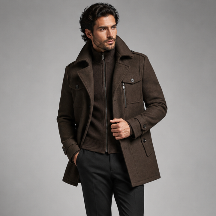 Nicanor | El Abrigo de Lana de Negocios con Doble Cuello para Hombre Kensington