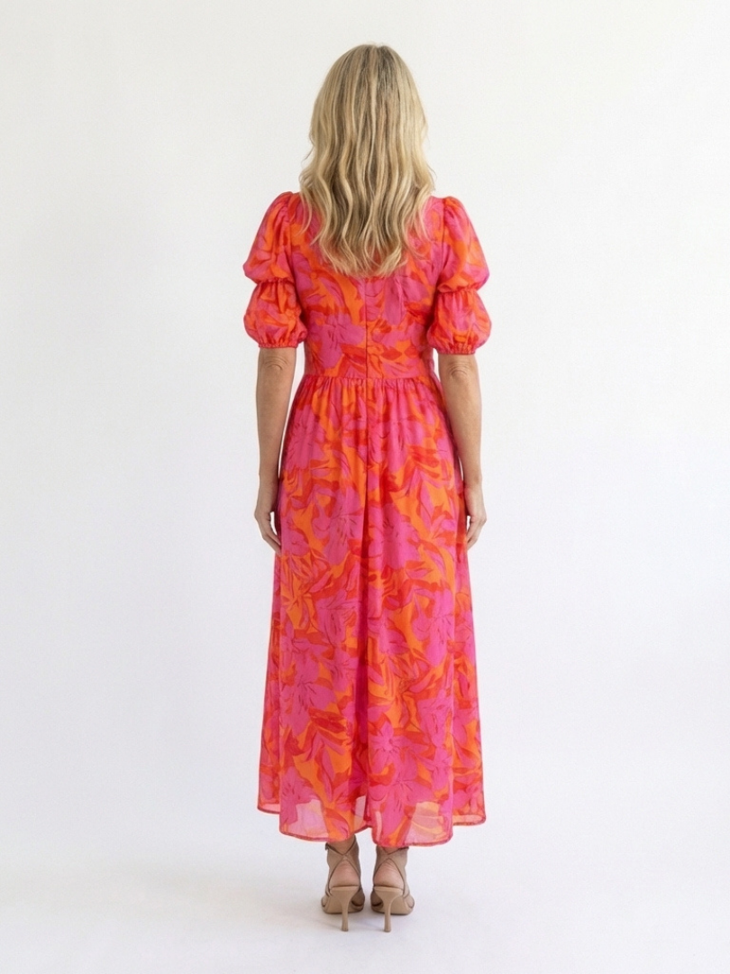 Vestido midi con escote en V y mangas abullonadas Sauce - Juliaver Madrid (vista 4)