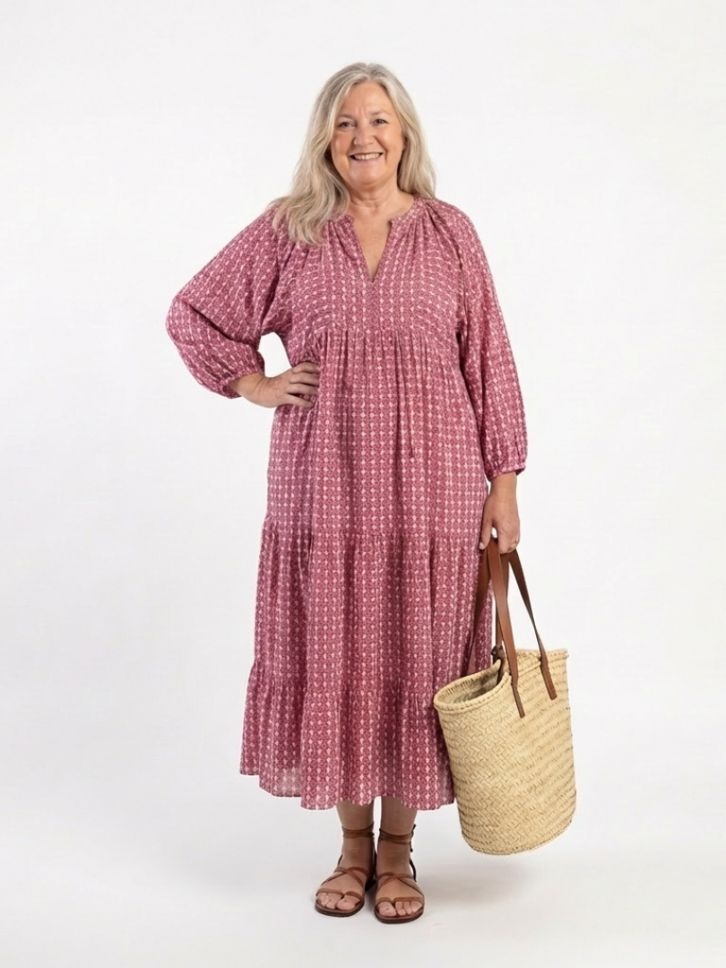 Vestido midi de estampado geométrico con mangas largas Arlette - Juliaver Madrid (vista 4)