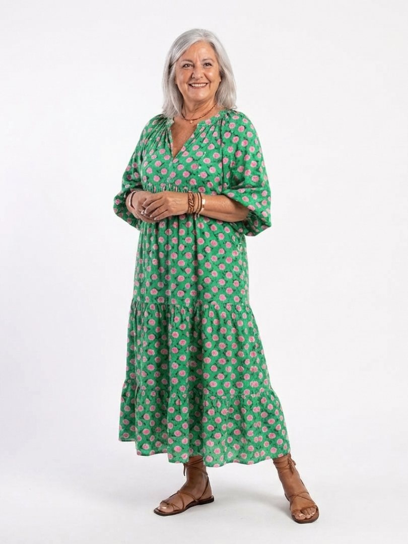 Vestido Midi con Escote en V y Estampado Floral Fiora - Juliaver Madrid (vista 4)