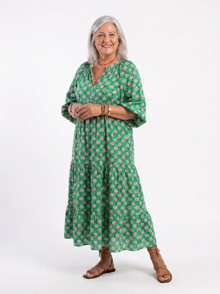 Vestido Midi con Escote en V y Estampado Floral Fiora - Juliaver Madrid (vista 4)
