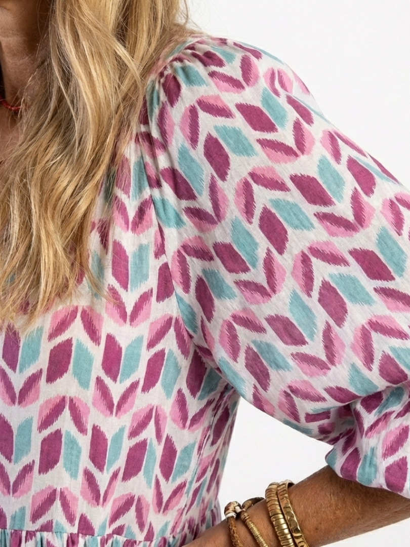Vestido Midi de Manga Larga con Estampado Geométrico Mireya - Juliaver Madrid (vista 3)