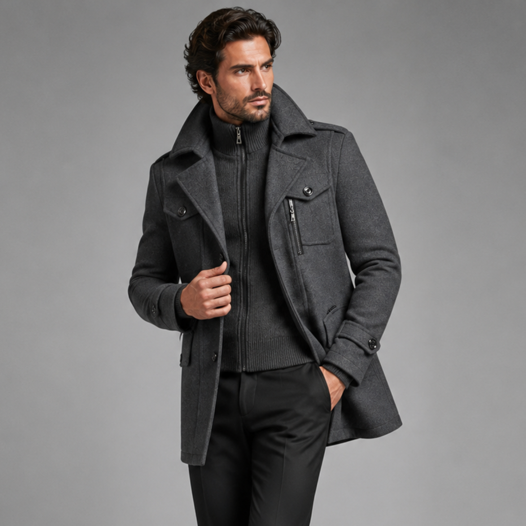 Nicanor | El Abrigo de Lana de Negocios con Doble Cuello para Hombre Kensington