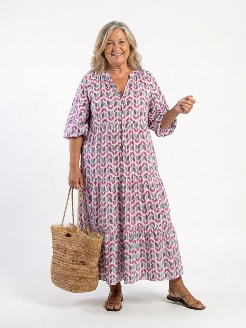 Vestido Midi de Manga Larga con Estampado Geométrico Mireya - Juliaver Madrid (vista 5)