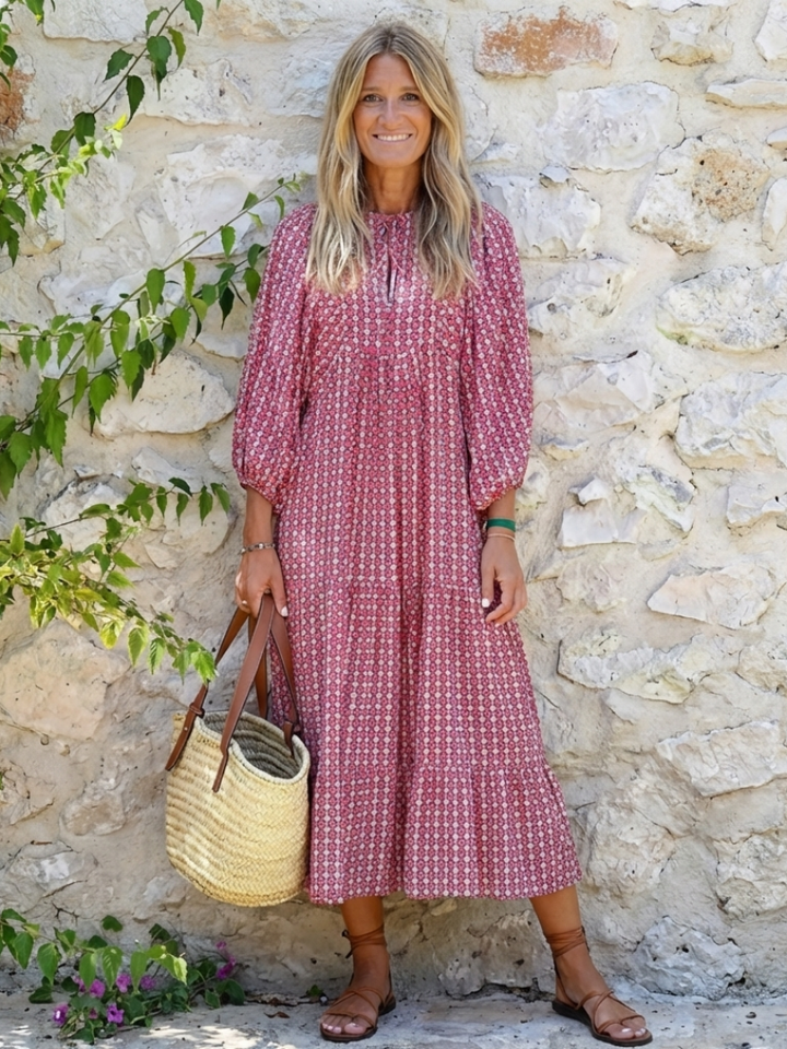 Vestido midi de estampado geométrico con mangas largas Arlette - Juliaver Madrid (vista 5)