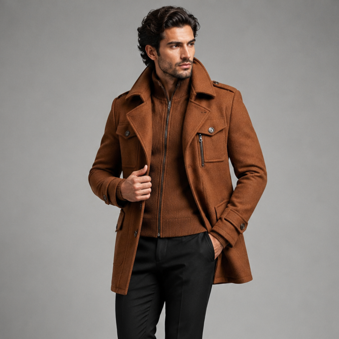 Nicanor | El Abrigo de Lana de Negocios con Doble Cuello para Hombre Kensington
