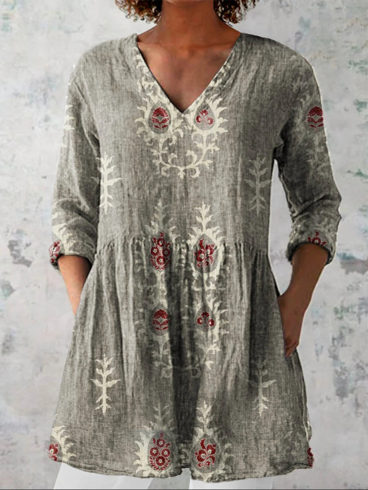 Blair | Blusa Larga Étnica Block Print
