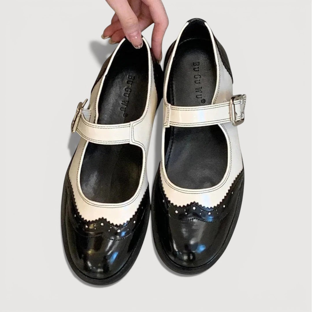 Florencia | Zapatos Mary Jane de Tacón Bajo - Negro