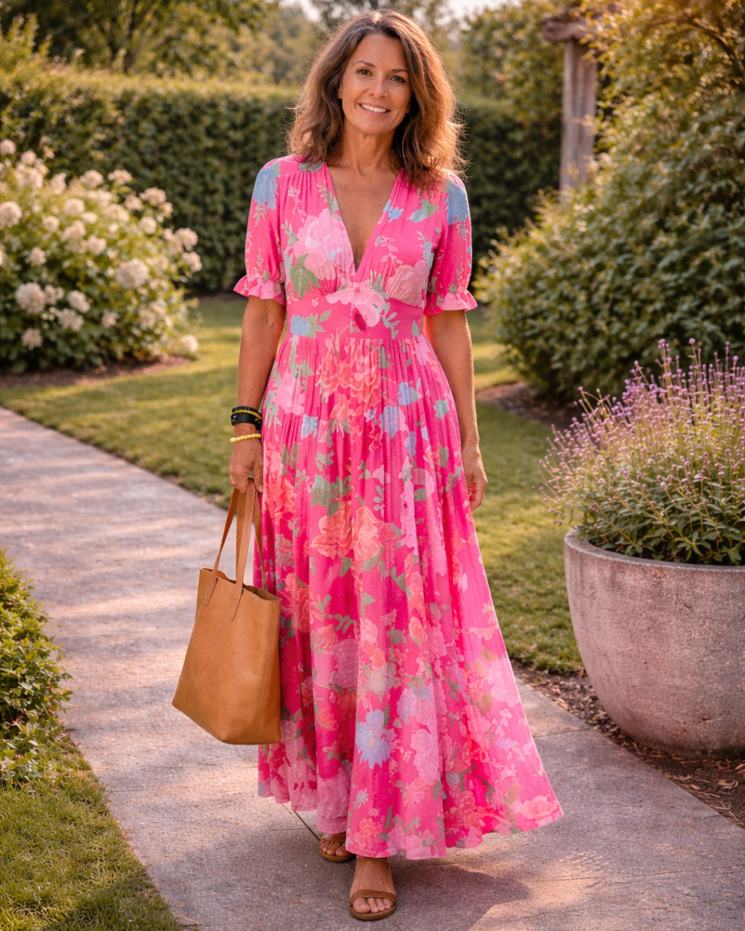 Vestido midi floral sin mangas con escote en V Ione - Juliaver Madrid (vista 4)