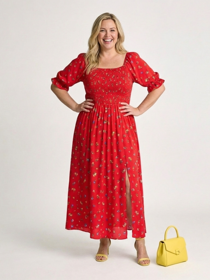 Vestido midi con escote cuadrado y estampado floral Delphine - Juliaver Madrid (vista 5)
