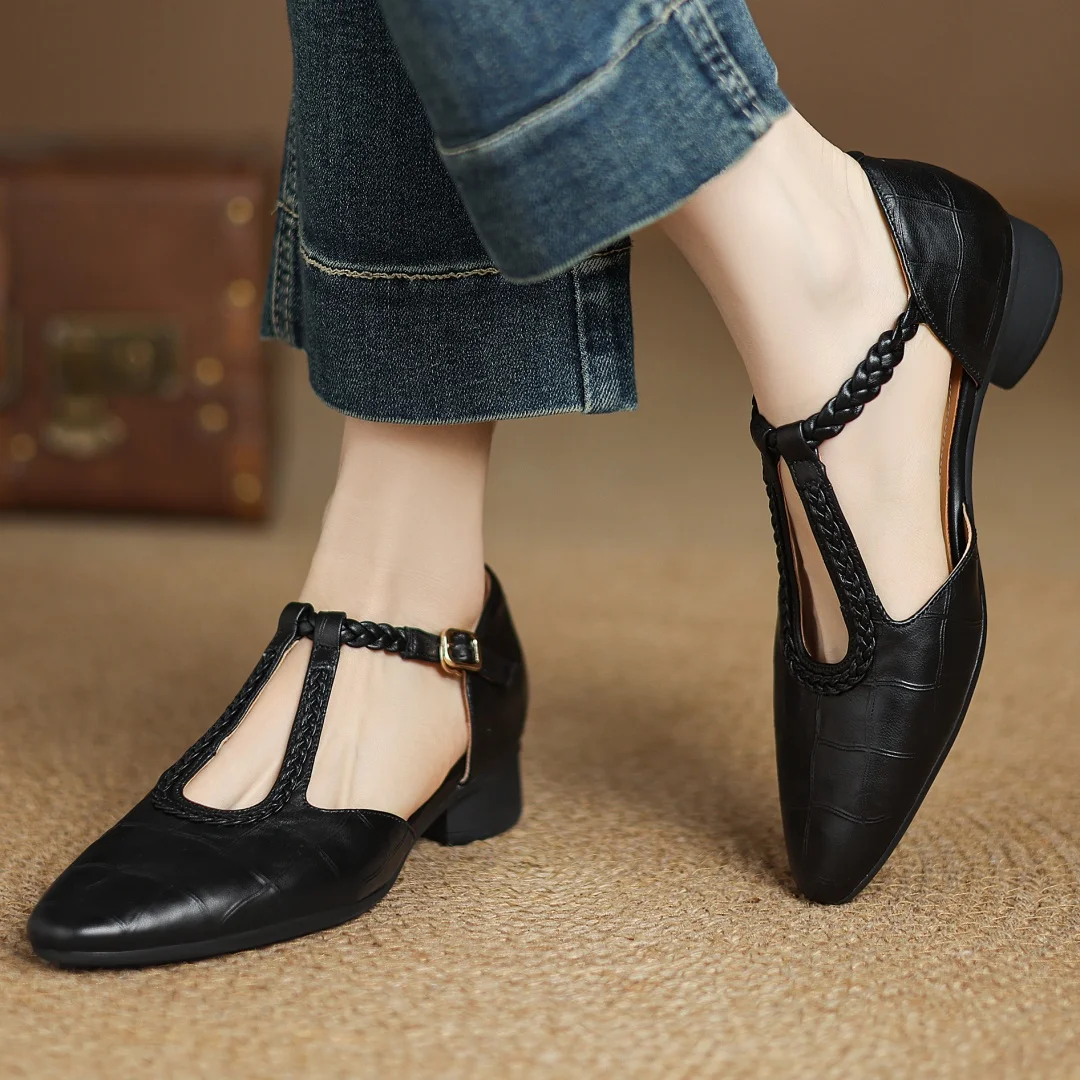Mary Janes | Zapatos Elegantes con Tira en T - Marrón