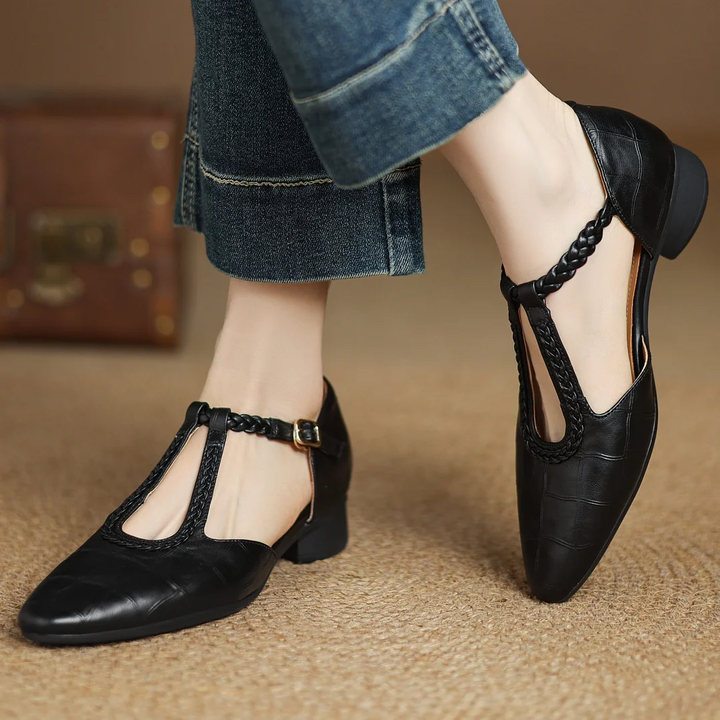 Mary Janes | Zapatos Elegantes con Tira en T - Marrón