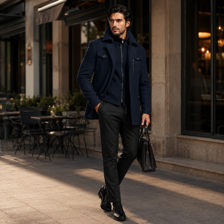 Nicanor | El Abrigo de Lana de Negocios con Doble Cuello para Hombre Kensington