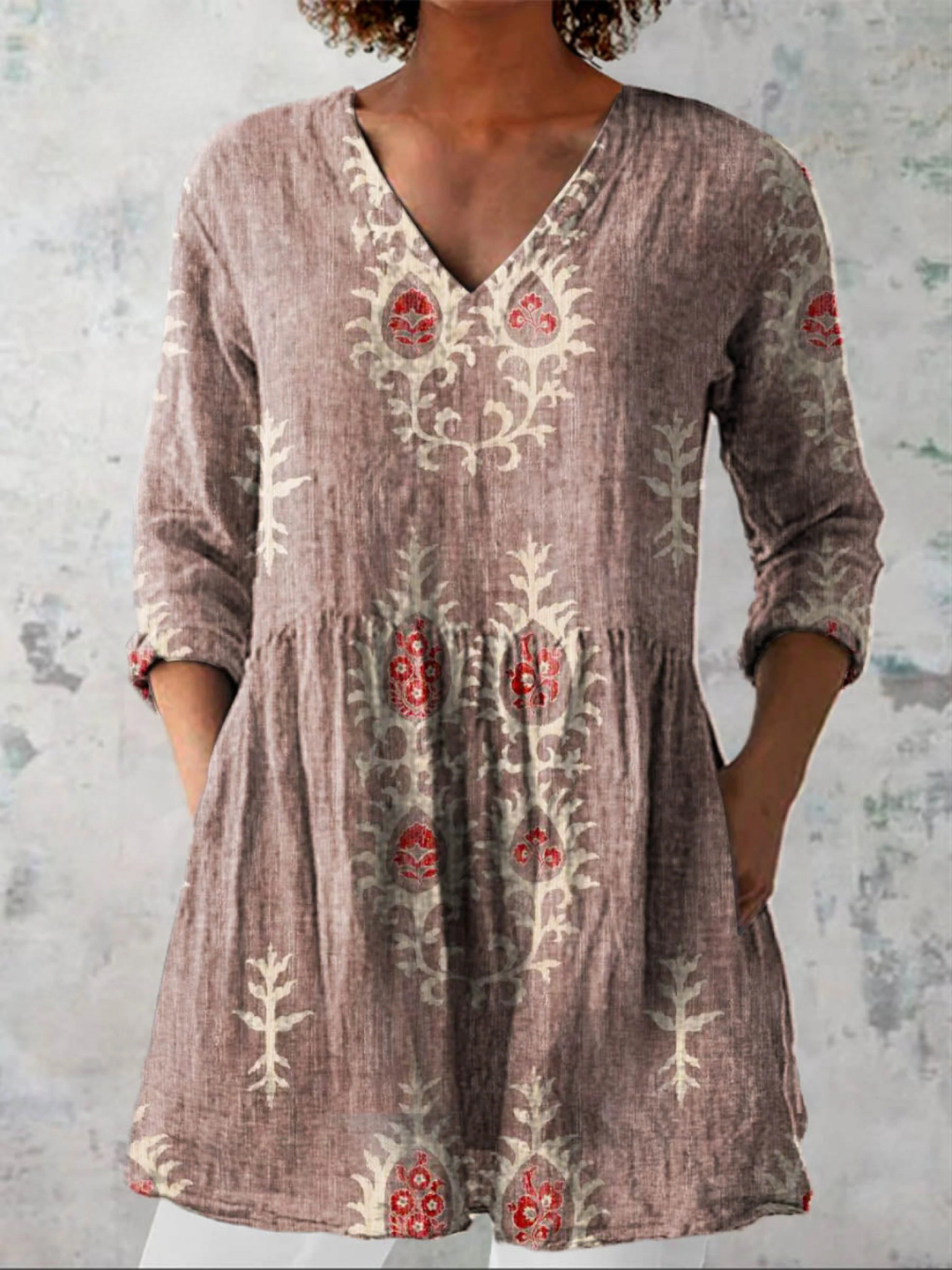 Blair | Blusa Larga Étnica Block Print
