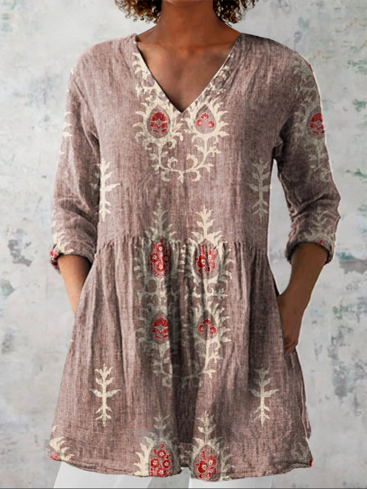 Blair | Blusa Larga Étnica Block Print