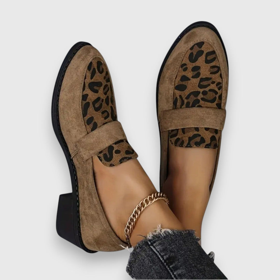Brunika | Mocasines Cómodos con Estampado Leopardo - Marrón