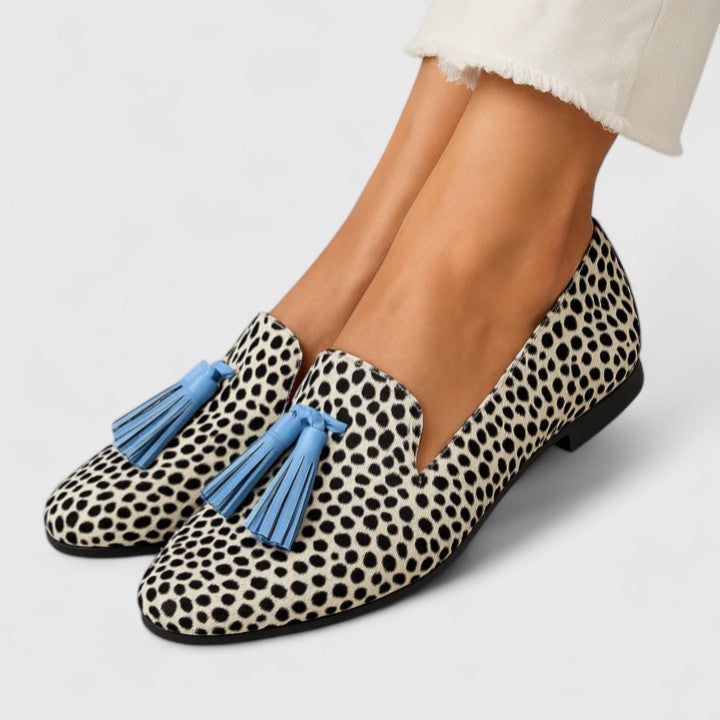 Yzabella | Mocasines Cómodos con Pompones - Negro y Blanco