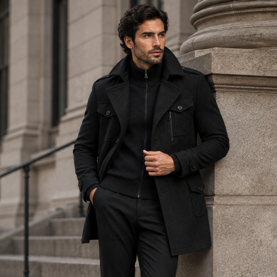 Nicanor | El Abrigo de Lana de Negocios con Doble Cuello para Hombre Kensington