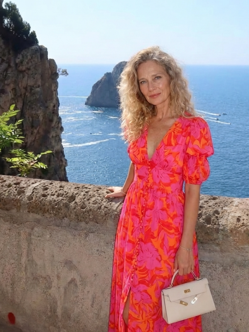 Vestido midi con escote en V y mangas abullonadas Sauce - Juliaver Madrid (vista 7)