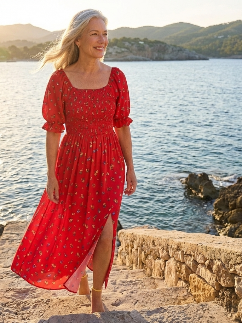 Vestido midi con escote cuadrado y estampado floral Delphine - Juliaver Madrid (vista 7)